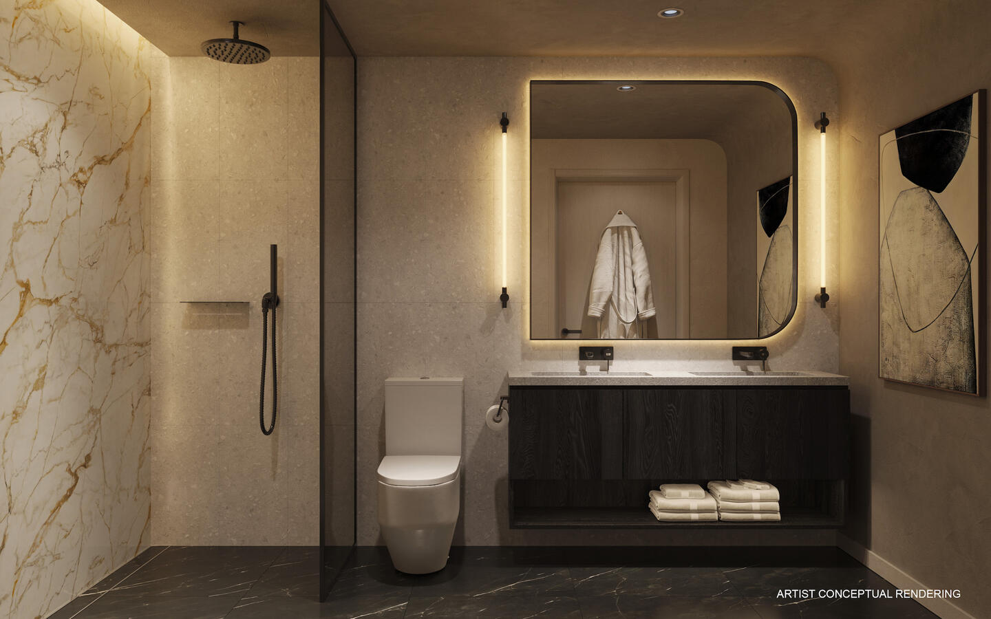 Baños modernos con encimeras de piedra